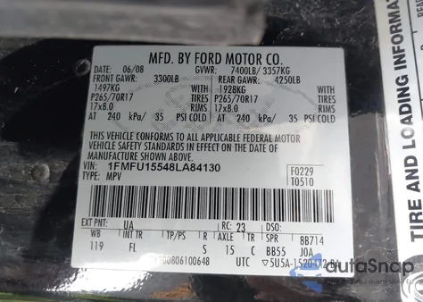 2008 Ford Expedition Xlt from USA, damaged, VIN 1FMFU15548LA84130